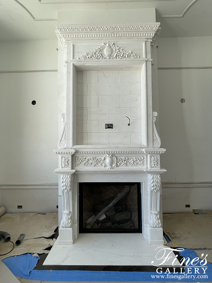 Marble Fireplaces  - Classic Overmantel In Statuary White Marble - MFP-1820